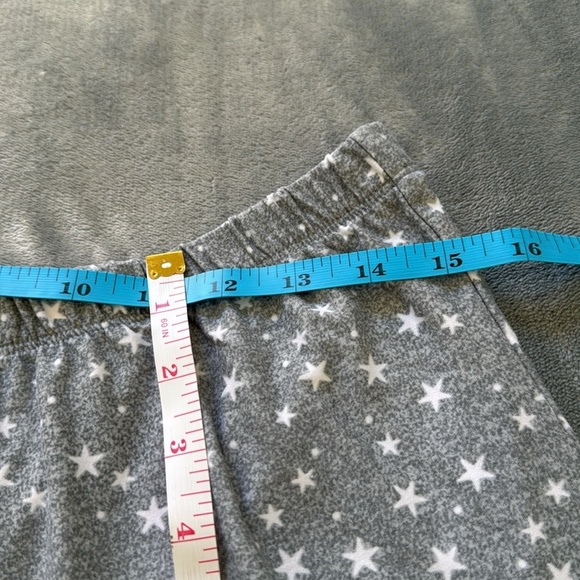 Roudelain Grey Buttonup Collared Star Print Piped Edges Shorts Pajama Set L - Picture 7 of 10